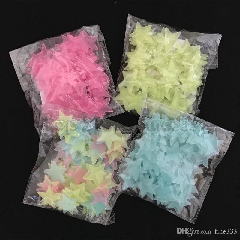 

100PCS 3D Stars Wall Stickers home Glow In The Dark Luminous Fluorescent For Kids Baby Room Bedroom Ceiling Home Decor