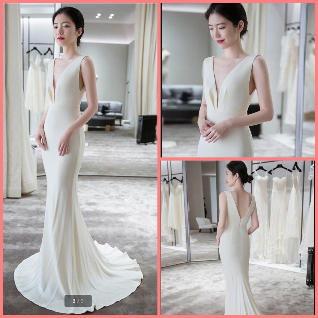 

robe de marie Deep V Neck Sexy Simple Boho Wedding Dress With Straps Low Back Informal Bohemian sleeveless Wedding Gown vestido de noiva, Red