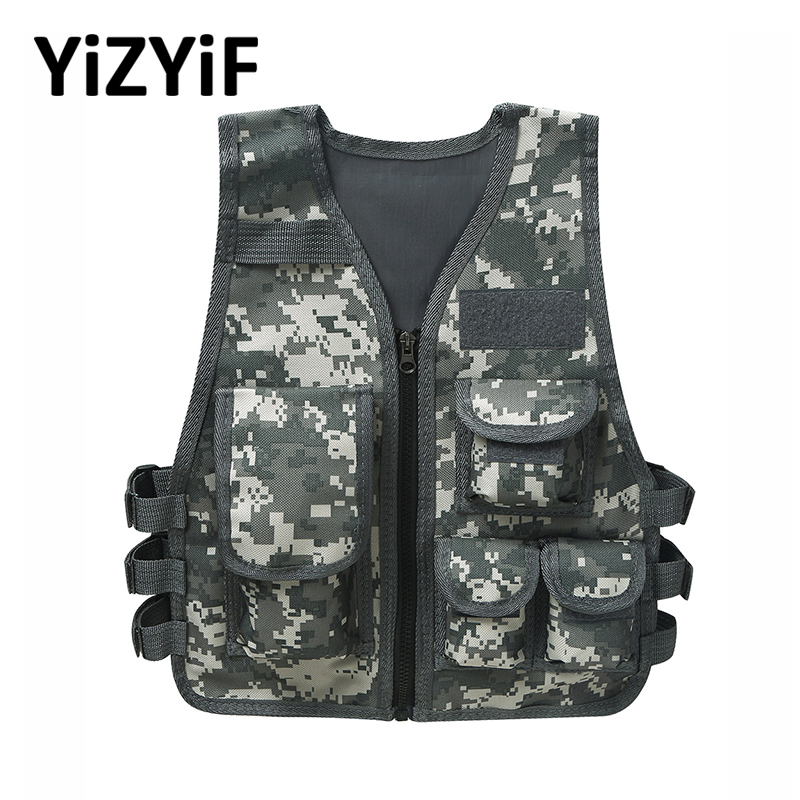 

Children Combat Training Vest Kids Outdoor CS Shooting Protection Waistcoat Camping Hunting Jacket Cosplay Costume, Black