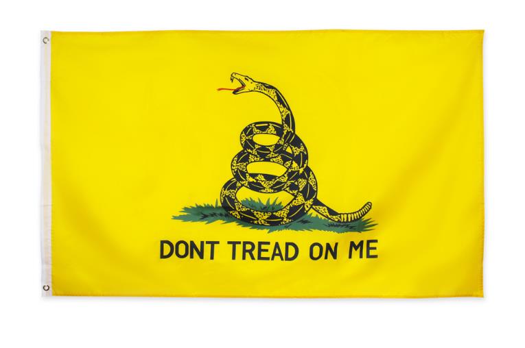 

Don't Tread On Me Gadsden Flag Banner Hanging Indoor Outdoor Decoration Fade Resistant Canvas Tea Party Flags Polyester Brass Grommet 3X5 Ft