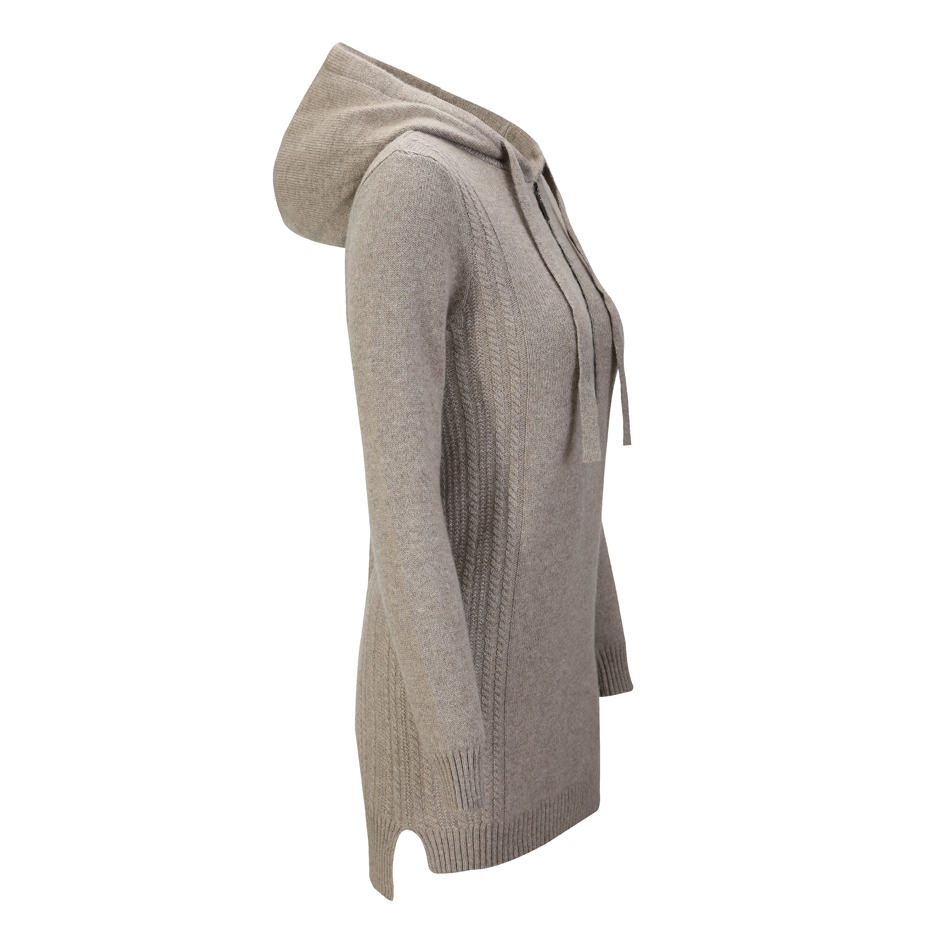 

RMORE Inner Mongolian Cashmere Sweater Women Strap Zippered Side Slit Winter Thick Cable Ribbed Hooded 7 Gauge Knit inSlavaStore, Light black
