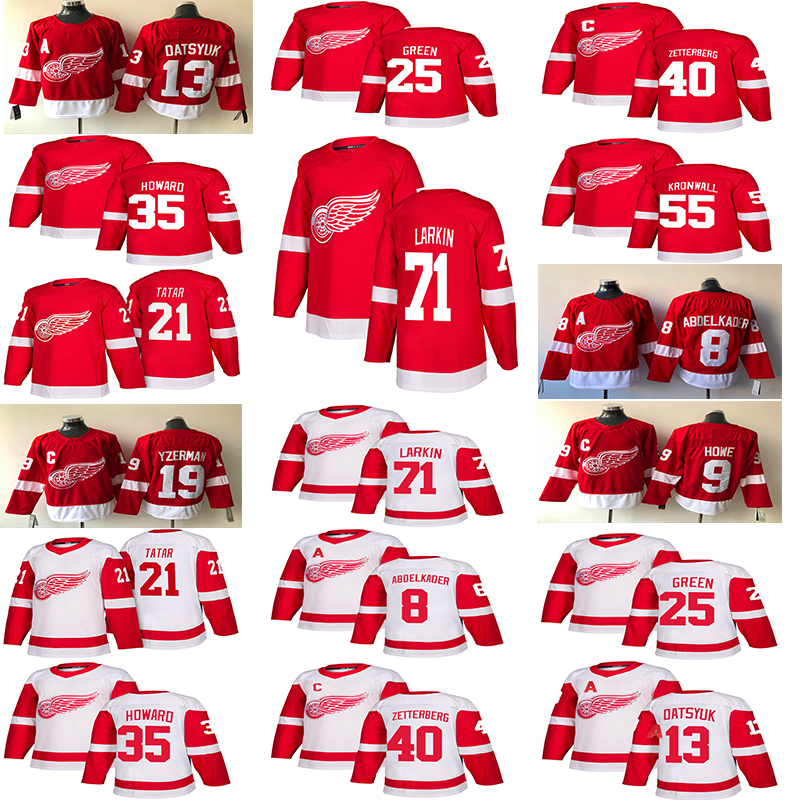 

2018-2019 Detroit Red Wings Jerseys Hockey 13 Pavel Datsyuk 40 Henrik 8 Justin Abdelkader 19 Steve Yzerman 71 Larkin 9 Howe 21 Tatar hockey