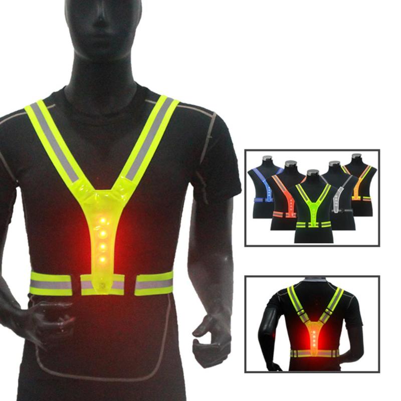 

Elastic LED Cycling Vest Adjustable Visibility Reflective Vest Gear Stripes Night Sports Safety Cycling Reflective Belt Riding