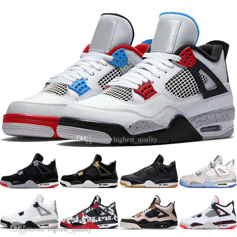 

New 2019 Newest Bred 4 4s What The Cactus Jack Laser Wings Mens Basketball Shoes Denim Blue Eminem Pale Citron Men Sports Sneakers, #01