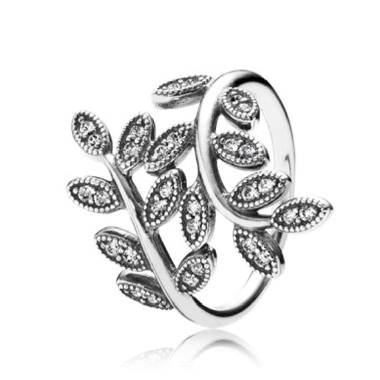 

NEW Fashion CZ Diamond 925 Sterling Silver Wedding Ring Set Original Box for Pandora Sparkling Leaves Ring Women Girls Gift Jewelry