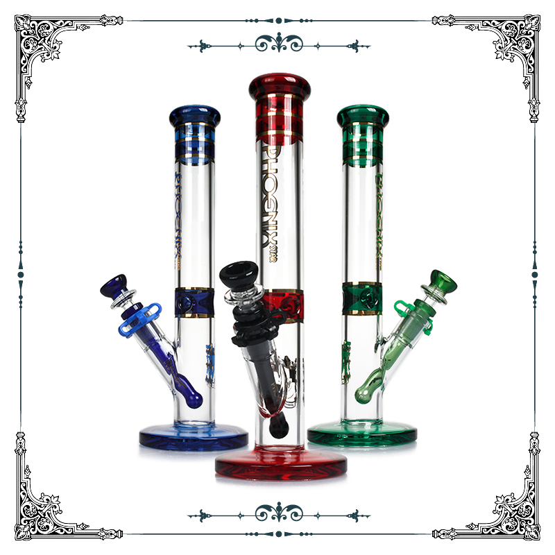 

Phoenix Glass Beaker Bong Straight Tube Smoking Water Pipe With Ice Catcher bongs crystal Base Waterpipes oil rigs wholesale