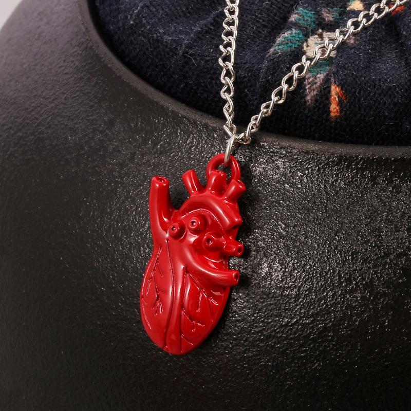 

Red Heart Love Cut Solution Pendant Necklace Simple Fashion Collar Unisex Chain Jewelry For Doctors and Nurses Gift