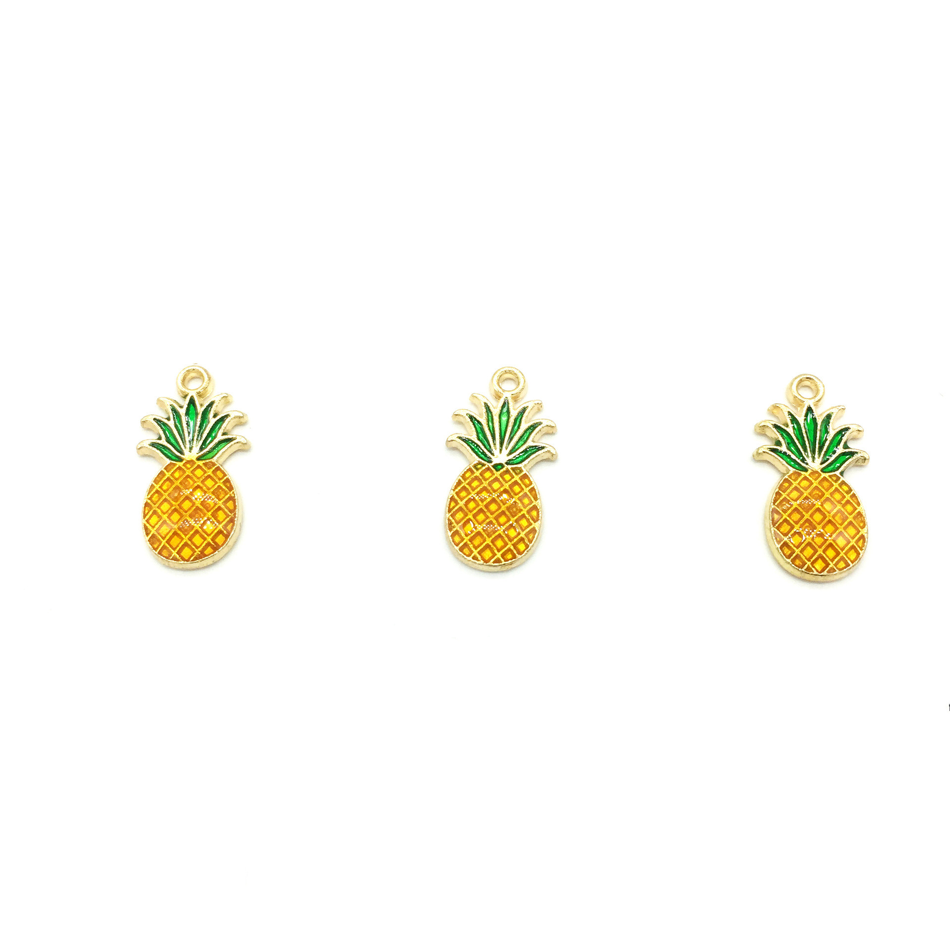 Pineapple Charm//Pendant Enamel /& Alloy Golden//Orange 10 x 25mm 5 Charms Crafts