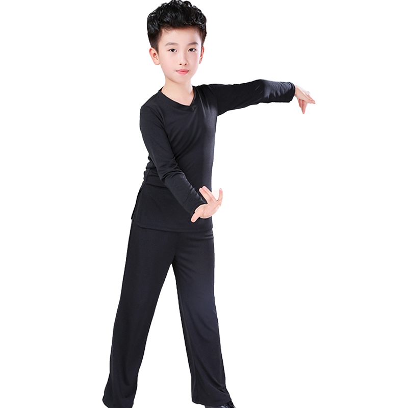 

New Latin Ballroom Dance Costume Shirt Pants Boys Modern Ballroom Tango Rumba Samba Dancewear Latin Dance Competition Clothes, White top black pant