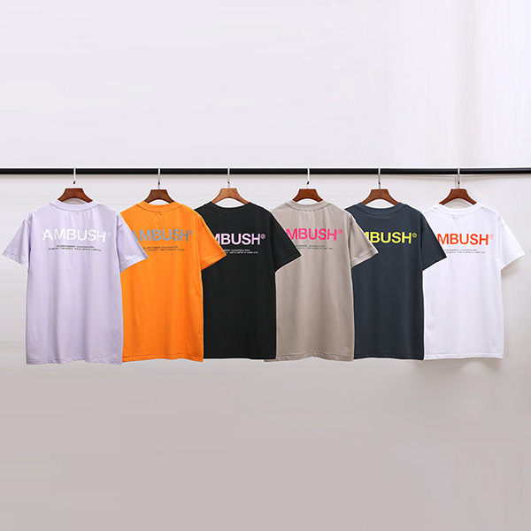 

INS Tide AMBUSH T Shirts 2021 Reflective Letter Tops Men Women Couple Street Style Six Color Summer Fashion Tee, Letter orange