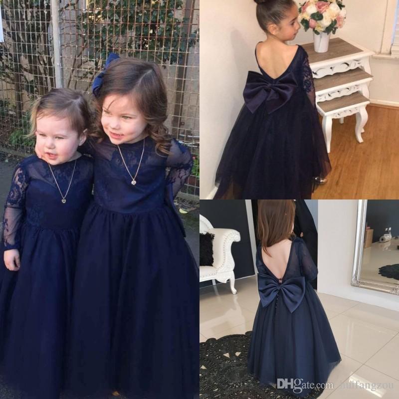 flower girl dress with navy sash