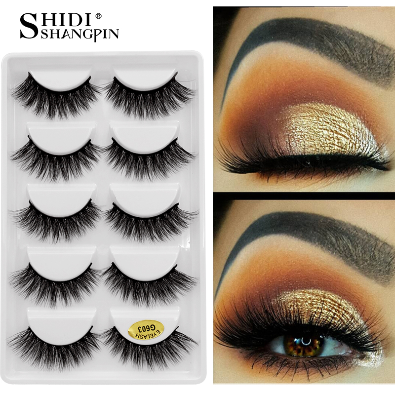 

SHIDISHANGPIN 5 Pairs Cilios Eyelashes Natural Long Lashes Makeup Volume Fake Eyelashes 3D Faux Mink Lashes Mink Eyelashes Maquiagem