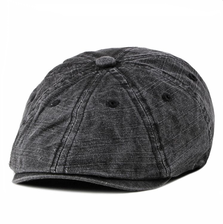 

CEQING035 British men casual washed cotton berets cap Octagonal cap Newsboy hat Curved Pumpkin Gorros, 004