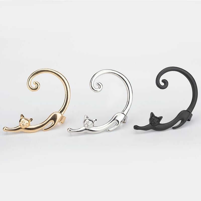 

HOT 1 PC Gothic Punk Silver Gold Cat Ear Cuff For Women Jewelry Trendy Cat Bite Fake Clip On Wrap Upper Earings Shellhard