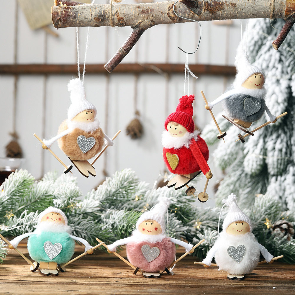 

1Pcs Christmas Angel Girl Ski Plush Dolls Christmas Tree Ornament Pendant Party Decoration for Home
