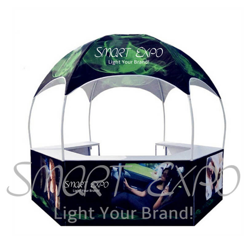 

Custom Printed Dome Gazebo Tent 3m Pop Up Kiosk Tent Outdoor Advertising Dome Tent with Dye-Sublimation Graphics and Portable Wheeled Bag
