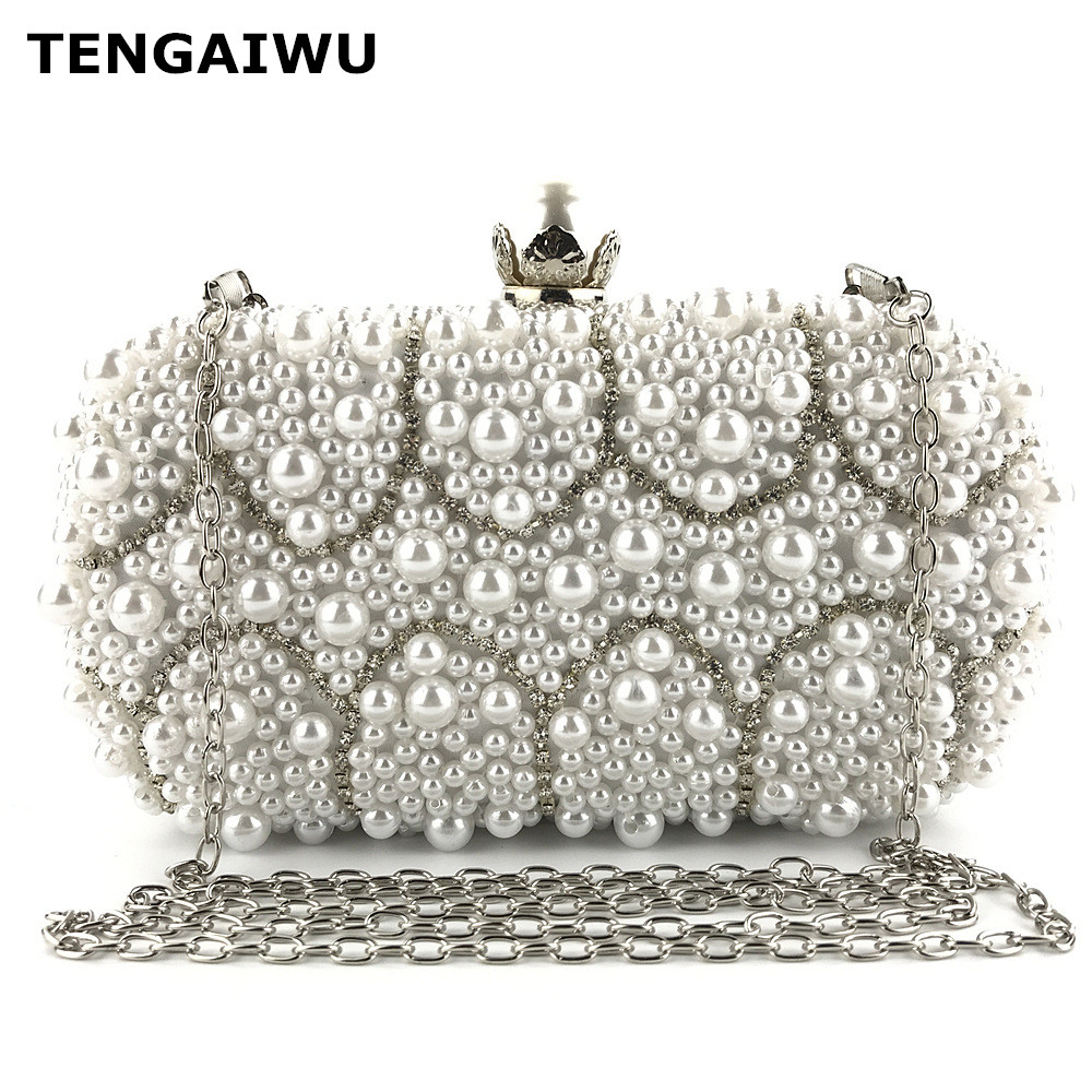 

Mini Hand-woven Pearl Bags Handmade Beaded Crossbody Bags Handbags Women Famous Brands Evening Clutches Purse, As picture