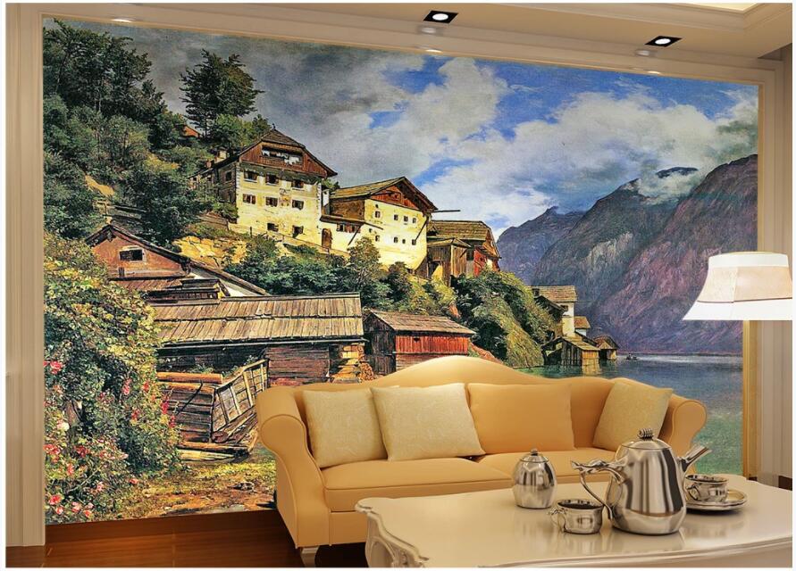 

custom photo mural on the wall 3d wallpaper Italian cliff city landscape tv background wall home decor living room wallpaper for walls 3 d, Non-woven wallpaper