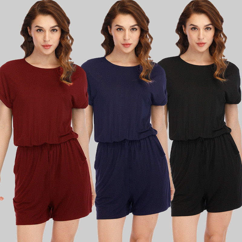 

Summer Womens Playsuit One Piece Short Jumpsuit Ladies Loose Sexy Bodysuit Jumpsuit Casual Home Wear Strapless Girls Hot Romper, Stap black