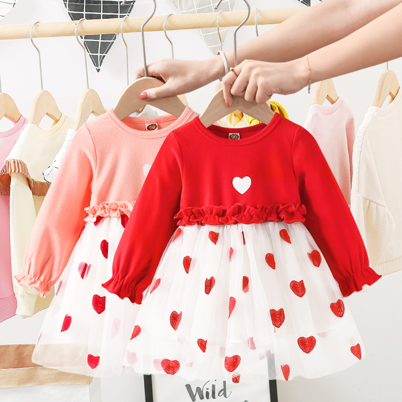 Baby Girl Dress Cotton Long Lantern Sleeved Fashionable Cute With Bag Attire New