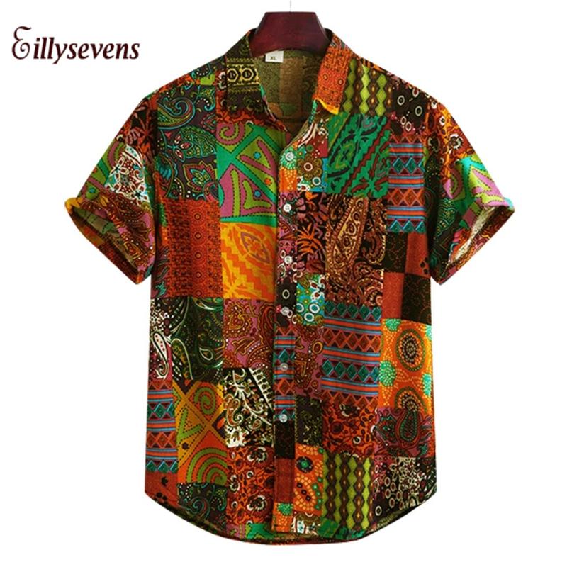 

Camisa Hombre Men Shirt Hawaiian Shirt Summer Short Sleeve Top Blusas Hawaiian Print Loose Clothes Dropshipping#0625LJC, Gray
