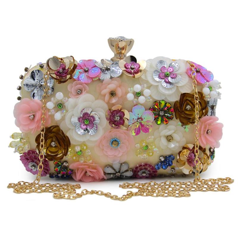 

Hot flower Dinner Bag NEW 2020 European and American colorful flower pearl embroidery Dinner Bag, Q522