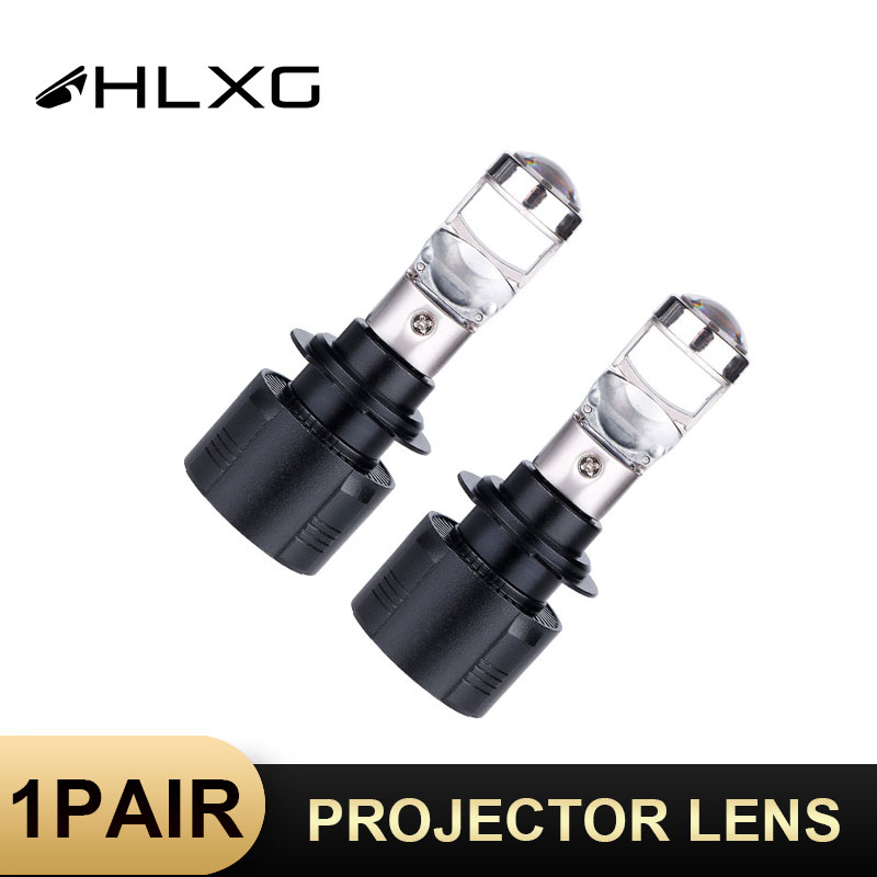 

HLXG 2x LED lamps H7 28W 12V 10000LM 6000K IP68 Mini Projector bi led lens ED Mini Projector Lens Automobles Bulb Fan Cooling