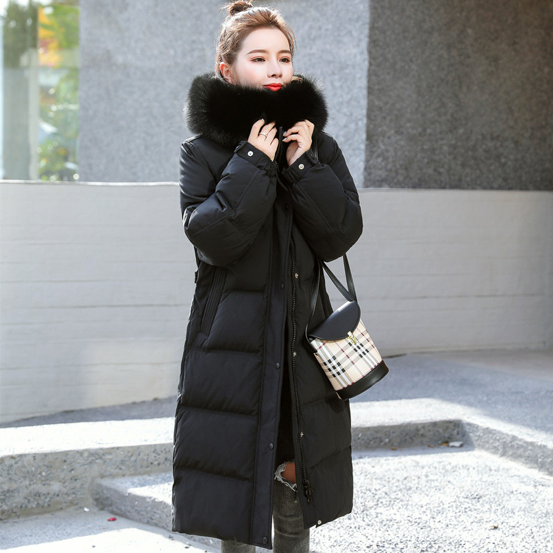 

Women' Winter Down Jacket Women Coats Real Fur Collar Coats Big Women Fur Coat Hooded Parkas Jackets Mujer Chaqueta LXR174, Beige faux fur