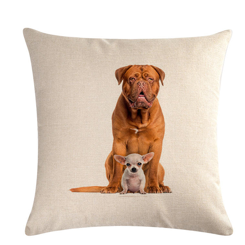 

Linen Cushion Cover Cute Puppy Animal Pattern Series Pillow Covers Living Room Sofa Home Decoration Pillowcase 45x45cm, Style 2