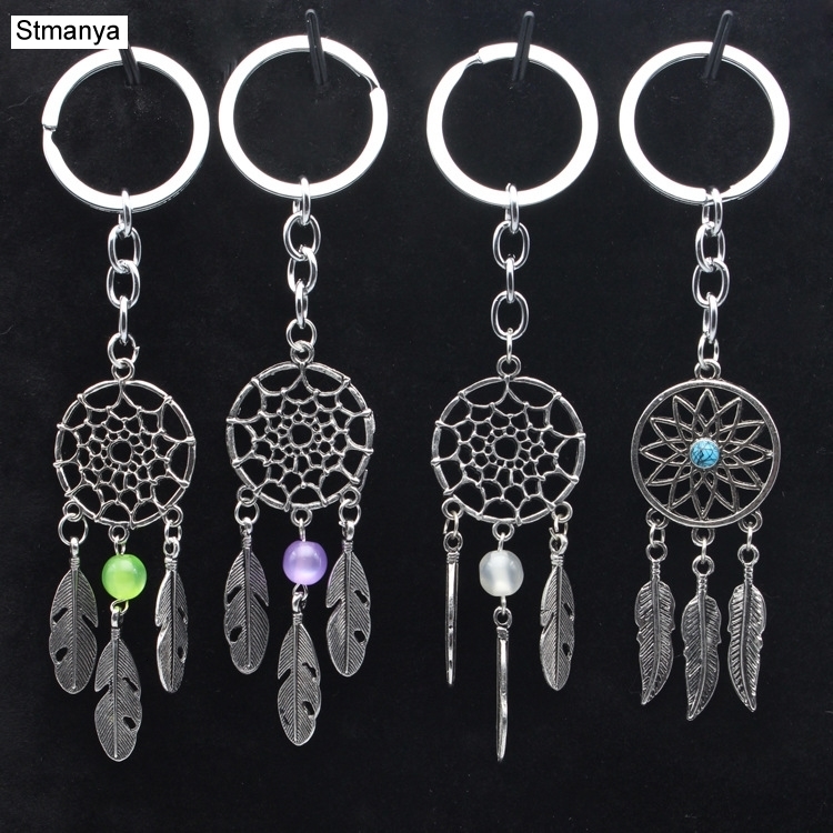 

New Fashion Catch The Dream Car Key Chain Feather Metal Keychain Men Women Key Holder Valentine 's Gift Car Key Rings
