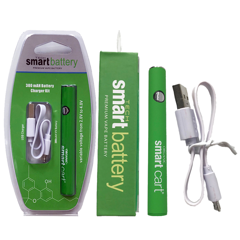 

Smartcart Batery 380mAh Smart Vape Pen Ecigarette Preheat VV 510 Thread Battery Bottom USB Charger Starter Kit Fit Smart Carts Oil Cartridge