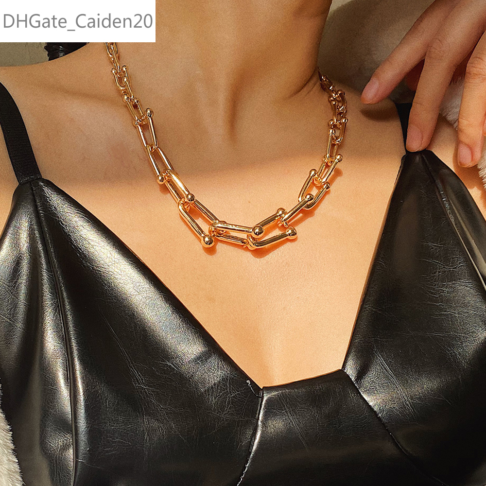 

3 Styles Punk Curb Cuban U Shape Choker Necklaces Collar For Women Simple Geometric Knot Long Necklaces Jewelry Gift