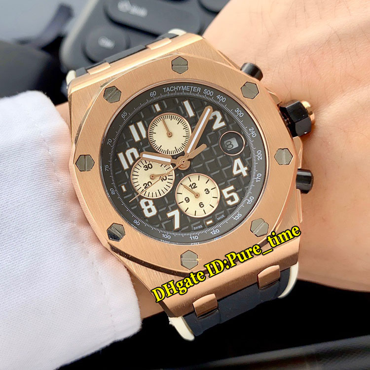 

New Royal 26470OR.OO.A002CR.02 Black Dial Gold Subdial Automatic Mens Watch Rose Gold Case Black Rubber Strap Sport Watches Pure_Time 4Style, Custom waterproof service