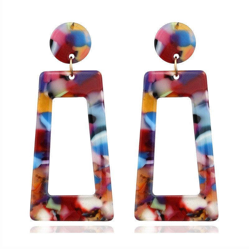 

New Fashion Punk Jewelry Simple Acetate Geometric Earrings Square Rectangle Resin Acrylic Earrings For Women Mix Colors LX