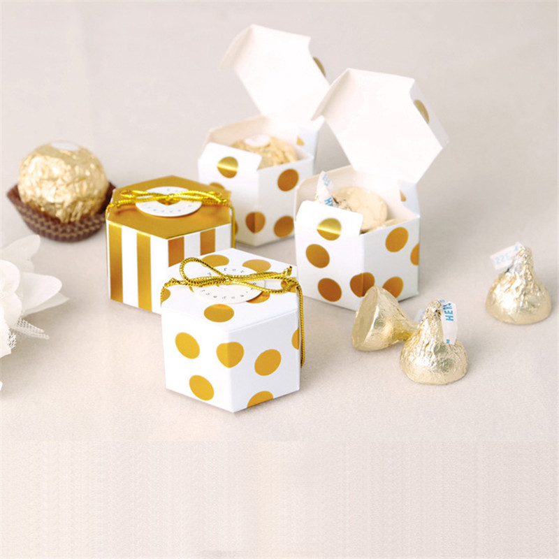 

50/100pcs Gift Box Striped Dots Boite Dragees Packaging Wedding Favor Boxes for Candy Cake Party Present Chocolate Sweet Bags