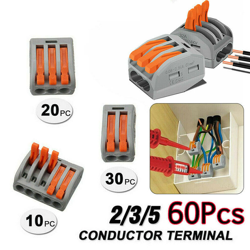MagiDeal 30 Pieces PCT-212 213 215 Electric Cable Wire Spring Lever Terminal Connector