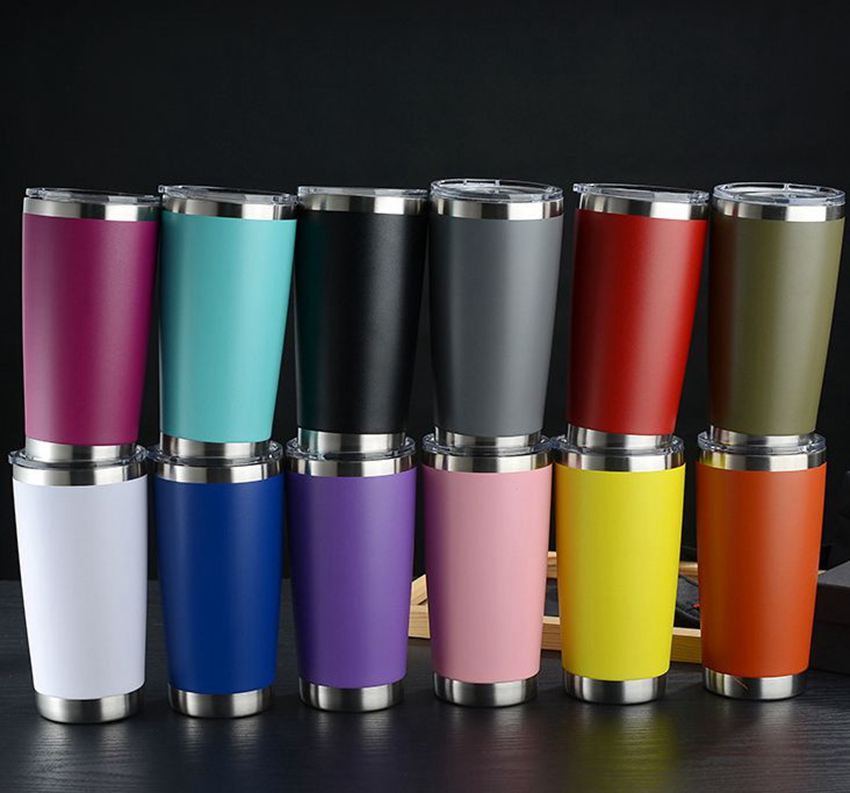 

20 oz Stainless Steel Tumbler mug Double Wall Wine Glass Thermal Cup Insulated Coffee Beer Mug With lid Travel Coffee Mug LJJK2194, Without logo