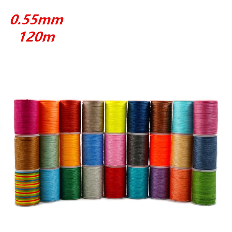 

120m Waxed Thread round polyester diy Hand Knitting String Strap Necklace Rope Bead Sewing Craft for Leather Caft Stitching 0.55, S010