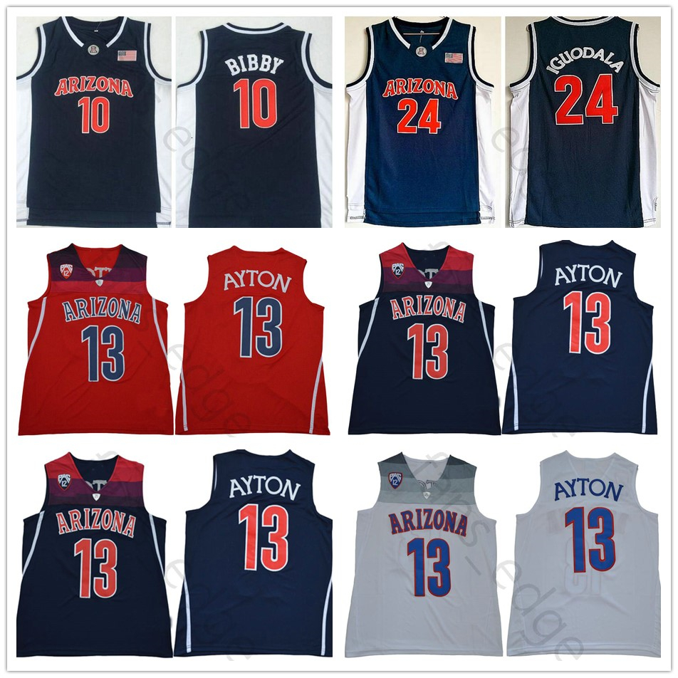 

NCAA Arizona Wildcats College DeAndre #13 Ayton Jersey Red White Blue Mike 10 Bibby 24 Andre Iguodala Stitched University Basketball Jerseys