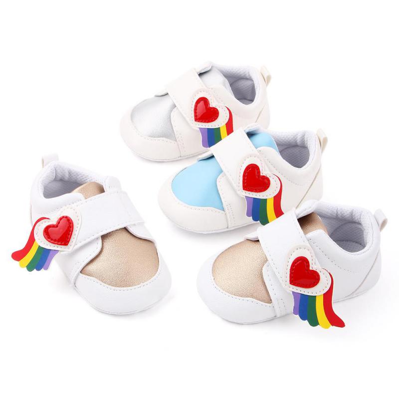 

Spring And Autumn Baby Walking Shoes Small White Shoes Love Baby Breathable Soft Sole Single, Blue