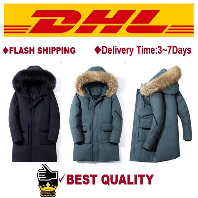 

New New Clothing Down Winter Jacket Men Business Long Thick Winter Coat Men Solid Fashion Outerwear Warm Long Coat Man Medium-and-Long Coat, Lake blue