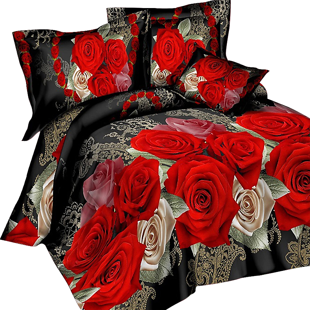 

3/4PCS 3D Print Leopard Tiger Rose Lion Flower Soft Bedding Sets Duvet Cover Bed Set Pillowcase Queen Size Dorp Shipping, 11