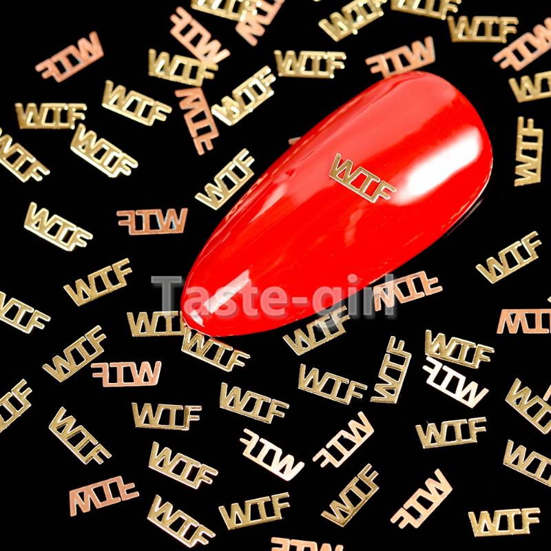

800PCS -Letter Metal Nail Slices Ultra thin 3D Gold Nail Flakes DIY Hollow Punk Tips Art Decorations Accessories Tool