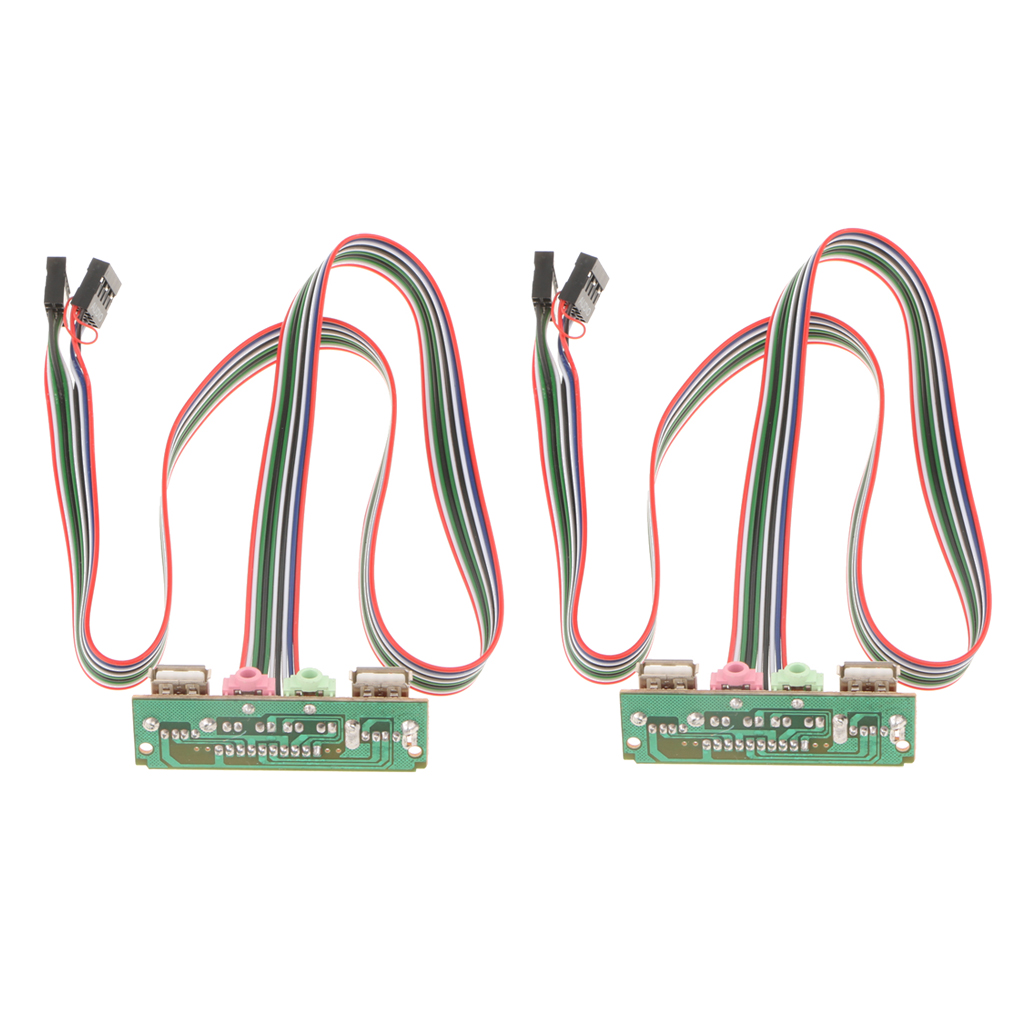 

2x pc computer case front panel usb audio port mic earphone cable 6.8cm