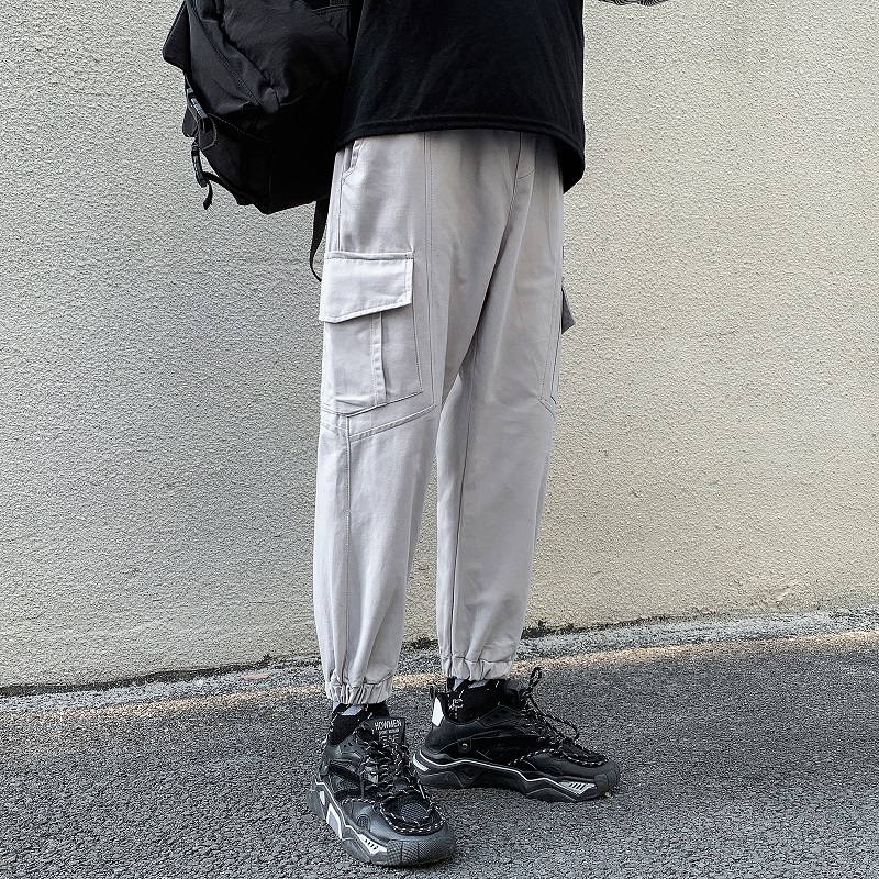

Hot New Streetwear Men's Cargo Pants Hip Hop Pure cotton Casual Male Track Pants Joggers Trousers Fashion Harajuku Men, Black