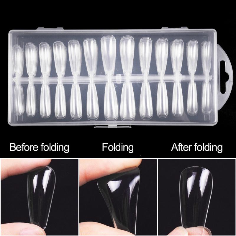 

260pcs/box Coffin False Nail Tips Full Cover Natural White Nails Fake Tip Press On Salon Manicure Supply, Transparent