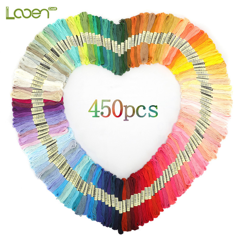 

50-450 Pcs Multicolor Cute Home Cross Stitch Threads Cotton Sewing Skeins Embroidery Thread Floss Skein Kit DIY Sewing Tools, 50pcs