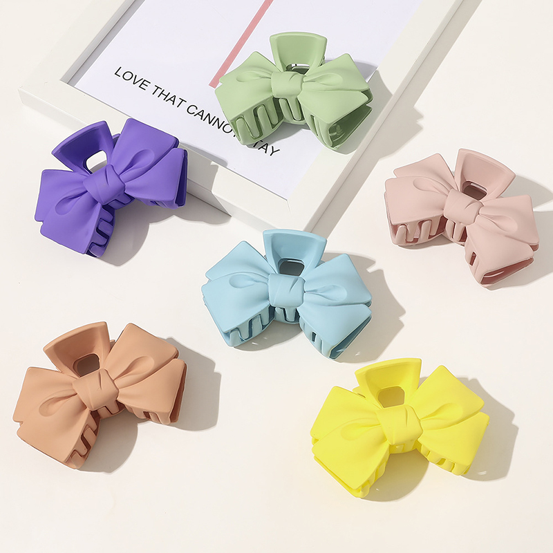

Fashion Korean Solid Color Claw Clip Women Hair Bow Knot For Hair New Girls Elegant Frosted Acrylic Pins Accessories