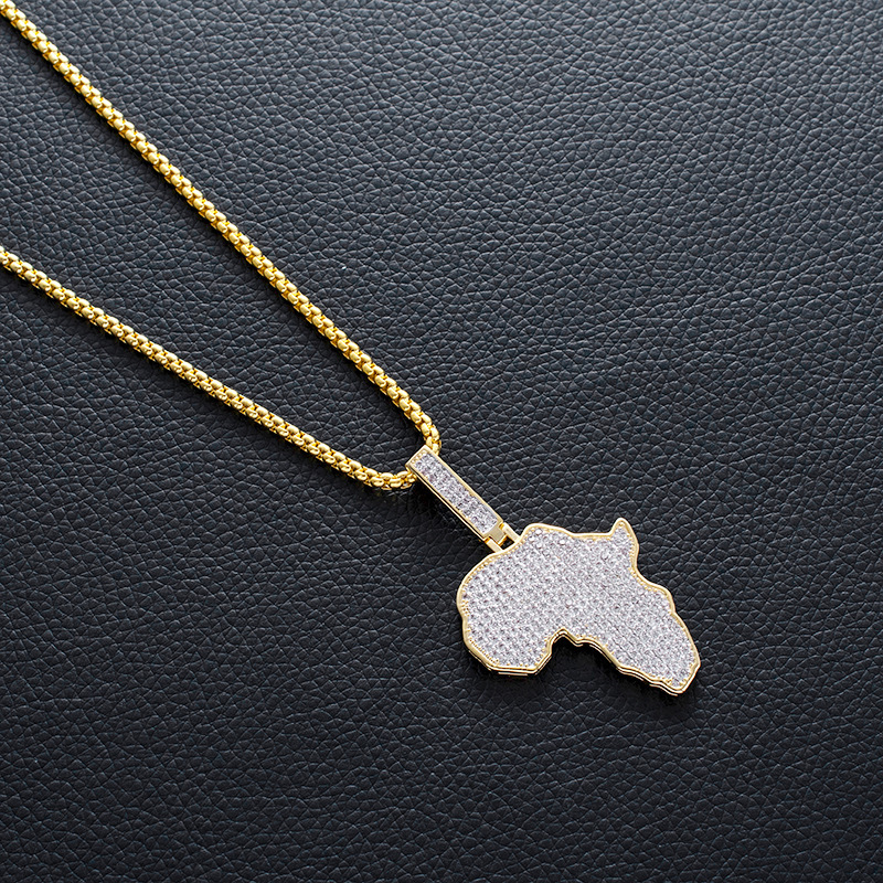 

Hip-hop Hiphop Ornaments Map Pendeloque Cut Rap Rap Nightclub Trend Necklace
