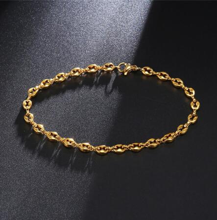 

4.5MM 21.5CM 316L Stainless Steel Bracelet Coffee Beans Link Chain Bracelet For Mens Women Jewelry Bracelets Bangles